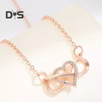 Ожерелье с бесконечным сердцем для женщин, ожерелье с подвеской в виде сердца из кубического циркония, романтические подарки на день рождения для девушки-жены золотистый