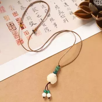 Ожерелье с безопасной застежкой в виде плода цвета слоновой кости, длинная цепочка-свитер Бодхи, нишевые ретро-литературные женские аксессуары