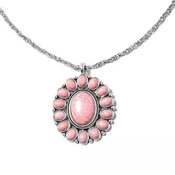 Ожерелье с бирюзой и подсолнухом в богемном стиле ретро, ожерелье в подарок зелёный