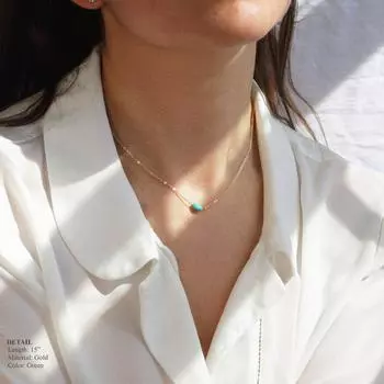 Ожерелье с бирюзовым камнем Myra – элегантный и простой подарок Blue Turquoise + Gold