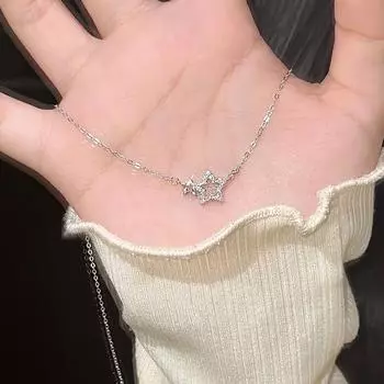 Ожерелье с блестками и звездами, женское серебряное ожерелье-цепочка, ожерелье с подвеской, богемное ожерелье, ювелирные изделия, переплетенные ювелирные изделия