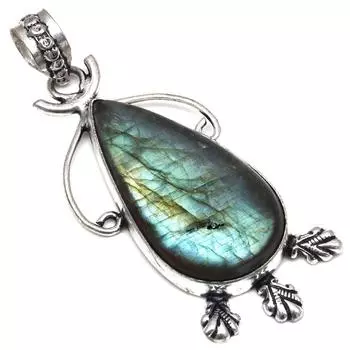 Ожерелье с блестящим лабрадоритом, драгоценный камень, подарок для нее, ювелирное изделие 2 дюйма