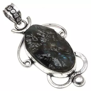 Ожерелье с блестящим лабрадоритом, драгоценным камнем, подарок для нее, серебряные украшения 1,75 дюйма