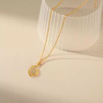 Ожерелье с блестящими стразами Yousheng, регулируемая удлинительная цепочка, полое ожерелье с подвеской «Солнце и Луна», ювелирные аксессуары золотистый