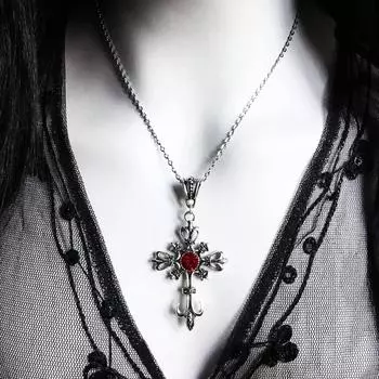 Ожерелье с богато украшенным готическим крестом, готические украшения, эффектное ожерелье, кулон с крестом, подарок, классическое готическое ожерелье, 1