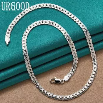 Ожерелье с боковой цепочкой из стерлингового серебра 925 пробы, модные ювелирные изделия 40cm