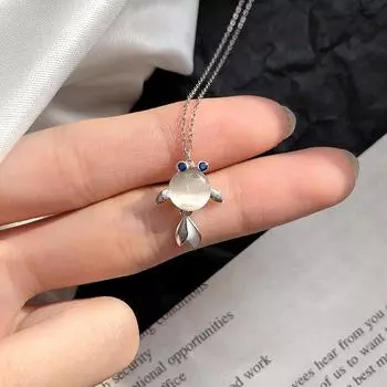 Ожерелье с большой рыбой и бегонией для женщин с цепочками на ключицах для маленьких золотых рыбок и кошачьим глазом