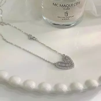 Ожерелье с бриллиантами и цирконами в форме сердца, двойная цепочка для ключицы в форме сердца, легкая, роскошная, высокого класса, шейная цепочка, женский темперамент