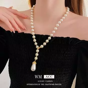 Ожерелье с бриллиантами и каплями воды, французский ретро-темперамент, цепочка на ключицу, легкая роскошь, аксессуары высокого класса золотой