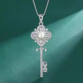 Ожерелье с бриллиантами и жемчугом 7,5 мм, аксессуары, имитация натурального жемчуга, цепочка на ключицу