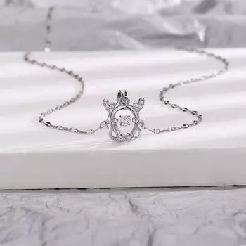 Ожерелье с бриллиантами и знаком зодиака Дракон, женская цепочка на ключицу в виде дракона, цепочка с подвеской в виде дракона на удачу в стиле Country Tide Wind Smart Niche Design Bronze (White Gold)