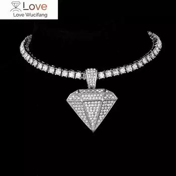 Ожерелье с бриллиантами Iced Out для мужчин, подвеска и ожерелье с кубическим цирконием Iced Out, цепочка из золота и серебра, подвеска в стиле хип-хоп 16inch(40cm)