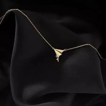 Ожерелье с бриллиантами в виде бумажного самолетика, женское, легкое, роскошное, нишевый дизайн, ощущение холодного ветра, нержавеющая сталь, ключичная цепочка