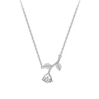 Ожерелье с бриллиантовой розой в стиле Ниши, Женский Холодный Ветер, Маленькие Листья, Цветок, Цепочка на шею, Цепочка на ключицу, Прилив