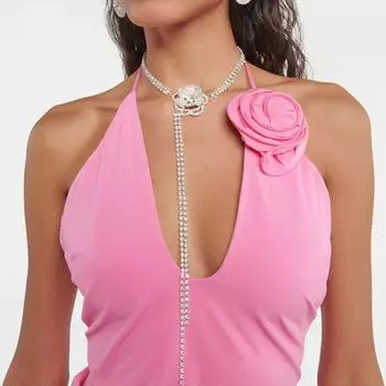 Ожерелье с бриллиантовым цветком, персонализированная цепочка с зажимом из ниши, расширенное банкетное вечернее платье, аксессуары для женщин золотистый