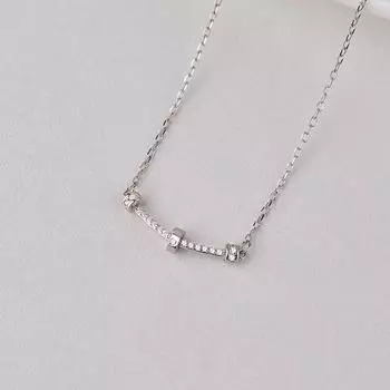 Ожерелье с бриллиантовым кольцом Smile Studded, цепочка на ключицу Nail, легкая роскошь, нишевый дизайн, универсальный