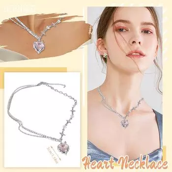 Ожерелье с бриллиантовым сердечком и звездой, холодный кулон One Size белый