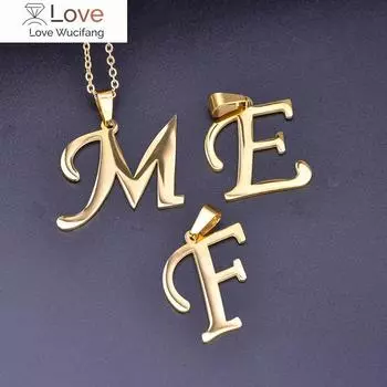 Ожерелье с буквами алфавита для женщин и мужчин, подвеска-подвеска из нержавеющей стали на 26 букв, винтажные ювелирные изделия, украшение на шею с буквами A-Z, подарочное колье