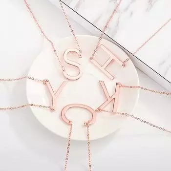 Ожерелье с буквами, простое ювелирное ожерелье, трендовое ожерелье, цепочка на ключицы с английскими буквами, ювелирные аксессуары, цепочка для свитера Z розового золота