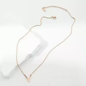 Ожерелье с буквой V, женское, простое, трендовое, индивидуальное, универсальное, для холодного ветра, изысканный комплект с ювелирными изделиями V letter stud earrings rose gold