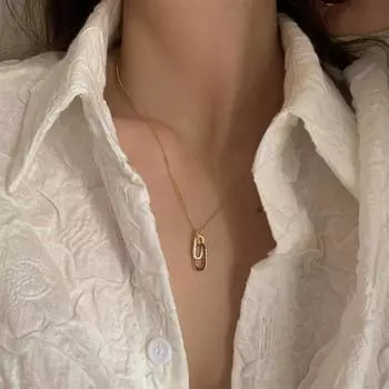 Ожерелье с булавкой, медная скрепка, ожерелье для женщин, чокер на ключицу, ювелирные изделия в подарок золотистый