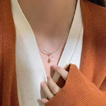 Ожерелье с цепочкой из узлов, тонкое жемчужное ожерелье с подвеской, модное искусственное жемчужное ожерелье, повседневная одежда