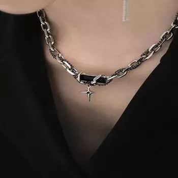 Ожерелье с черным камнем, унисекс, дизайн меньшинств, многослойная обмотка, высокая чувственность, цепочка на ключицу, милое, крутое ожерелье, ювелирные изделия