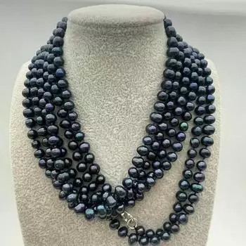 ОЖЕРЕЛЬЕ С ЧЕРНЫМ ТАИТЯНСКИМ ЖЕМЧУГОМ AA+ 7–8 мм, 100 ДЮЙМОВ