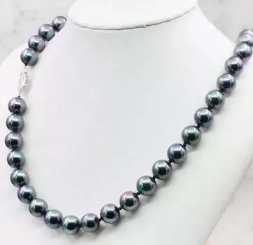 Ожерелье с черным жемчугом из ракушек Южного моря диаметром 10 мм