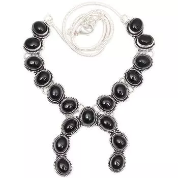 Ожерелье с черными спинальными камнями, ручная работа, серебряные украшения 18-20