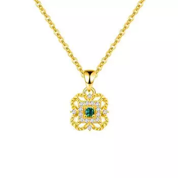 Ожерелье с четырьмя лепестками клевера для женщин, не выцветает, стерлинговое серебро 925 пробы, гальваническое золото 18 карат, с изумрудной цепочкой на ключице