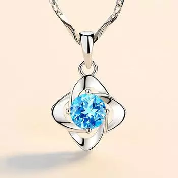 Ожерелье с четырьмя листами клевера, модная цепочка на ключицу, темперамент, соответствующий кулон для подруги, жены, подарок на день рождения Ms. Ожерелье синий