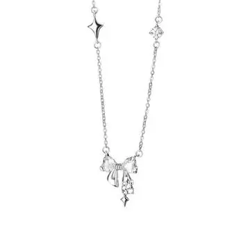 Ожерелье с четырьмя звездами и бантом, высокое качество, небольшое и роскошное, простая новая цепочка для воротника