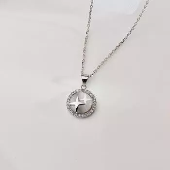 Ожерелье с четырехконечной звездой и камнем кошачий глаз, легкая роскошная звезда, милая цепочка на ключицу, подарок для девушки