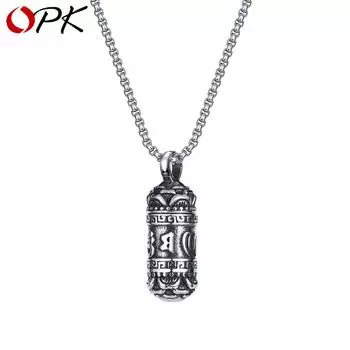 Ожерелье с цилиндрической подвеской в стиле ретро OPK 3*55cm чёрный