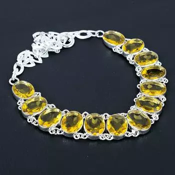 Ожерелье с цитрином Ожерелье из стерлингового серебра 925 пробы Ожерелье с цитрином и драгоценным камнем Ожерелье из серебра ручной работы с цитрином для нее Ожерелье с цитрином для подарков 20 жёлтый