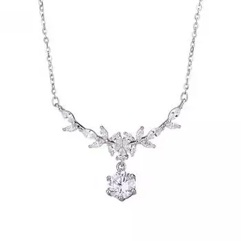 Ожерелье с цветами и пшеничными ушками для женщин Ins Style Niche Light Luxury Универсальный Высококачественный Sense с инкрустацией бриллиантами Простой подарок на день рождения для женщин