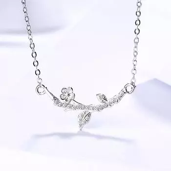 Ожерелье с цветами из стерлингового серебра S925, женское, с бриллиантами, винтажное, с цветком сливы, корейский стиль, креативный цветок, художественная мода, цепочка на ключицу 925