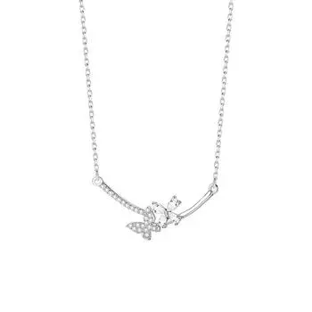 Ожерелье с цветком бабочки для женщин: Легкая роскошь, высококачественная, изысканная ключичная цепочка, универсальный и уникальный дизайн