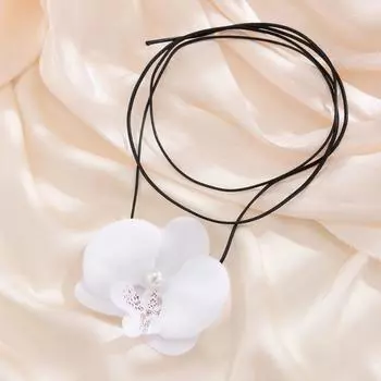Ожерелье с цветком фаленопсиса на шнуровке, жемчуг, чокер в корейском стиле для вечеринки синий