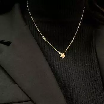 Ожерелье с цветком и бриллиантом, женское летнее сладкое, нежное, с маленькими цветами, цепочка на ключицу, свет, роскошный нишевый дизайн, подарок на день рождения для девочек 1 PC белого золота