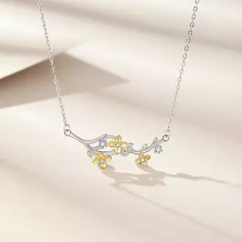 Ожерелье с цветком сирени, женское серебро 999 пробы, бриллиантовая инкрустация, модная универсальная подвеска 99