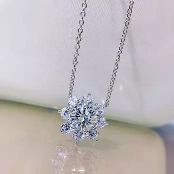 Ожерелье с цветком солнца, серебро 925 пробы, цвет D, муассанит, 1 карат, бриллиантовый кулон для вечеринки, годовщины свадьбы, лучшие ювелирные изделия 1ct