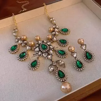 Ожерелье с цветком в виде капли воды, серьги, легкий роскошный комплект цепочек на ключицу золотой