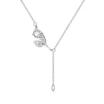 Ожерелье с цветочной кисточкой, нишевый дизайн, легкая роскошь с бриллиантовой инкрустацией, высококлассный темперамент, цепочка на ключицу, женский