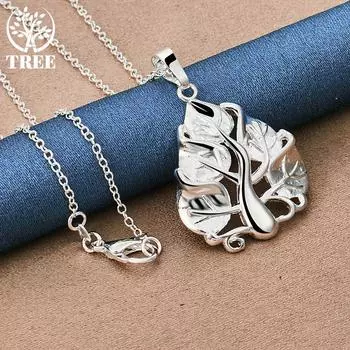 Ожерелье с деревом из стерлингового серебра 925 пробы, модные ювелирные изделия 45cm