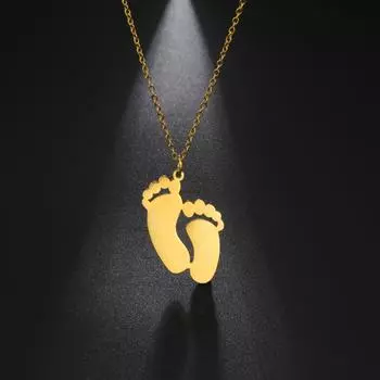 Ожерелье с детским следом, цепочка, подарок для женщин, мужчин, папы и матери, ювелирные изделия из нержавеющей стали