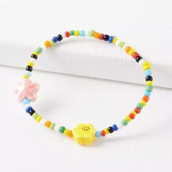 Ожерелье с дофамином в виде цветка конфетного цвета для женщин, летнее, нишевое, наборное, с цепочкой на ключицу, цветной браслет из бисера