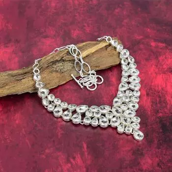 Ожерелье с драгоценным камнем Белый топаз, старинное ожерелье из цельного серебра 925 пробы, ювелирное украшение ручной работы на годовщину, подарок для мамы Adjustable With 18 Inches белый