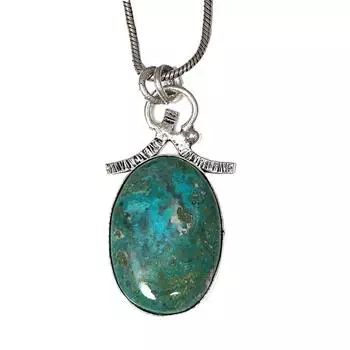 Ожерелье с драгоценным камнем хризоколла, серебряное украшение ручной работы, 1,75 дюйма
